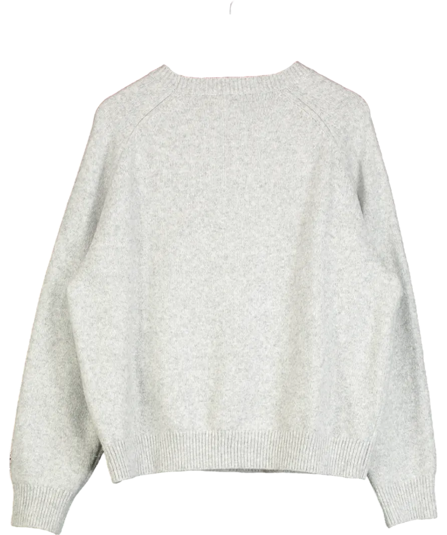 Adanola Ada Oversized Knit Sweatshirt - Light Grey Melange/navy Blue UK S