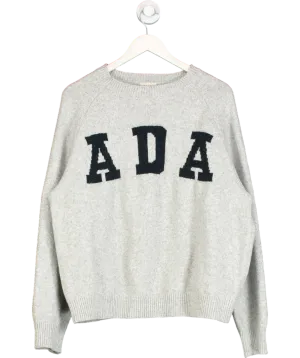Adanola Ada Oversized Knit Sweatshirt - Light Grey Melange/navy Blue UK S