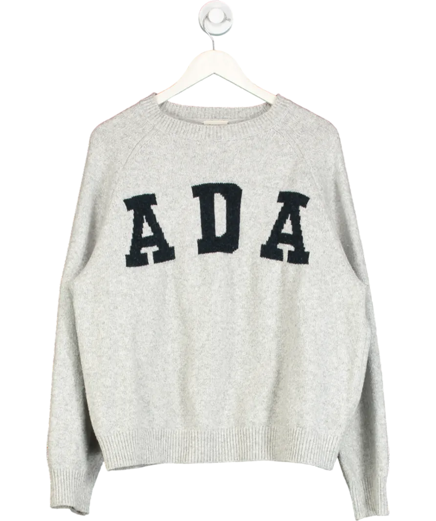 Adanola Ada Oversized Knit Sweatshirt - Light Grey Melange/navy Blue UK S