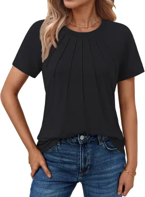 AUTOMET Womens Short Sleeve Shirts Business Casual Tops Summer Trendy Tshirts Dressy Tee Fashion Blouses Outfits 2025