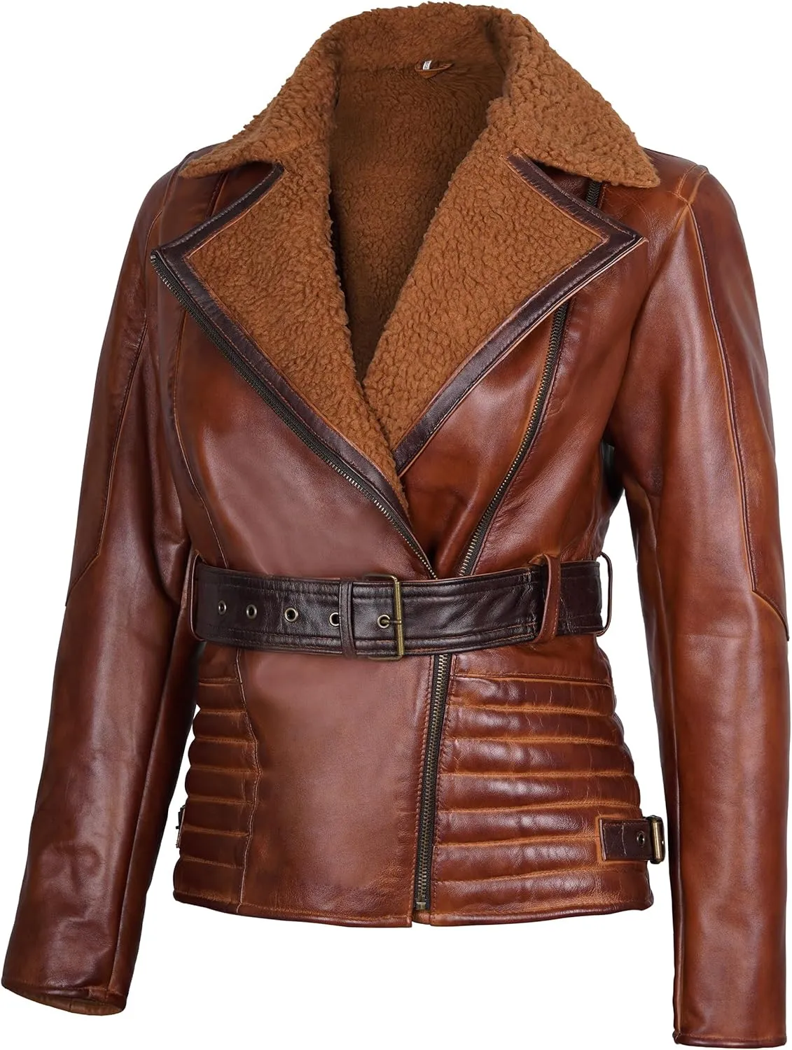 fjackets Leather Sherpa Jackets For Womens - Real Lambskin Shearling Jacket Womens