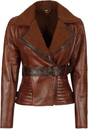 fjackets Leather Sherpa Jackets For Womens - Real Lambskin Shearling Jacket Womens