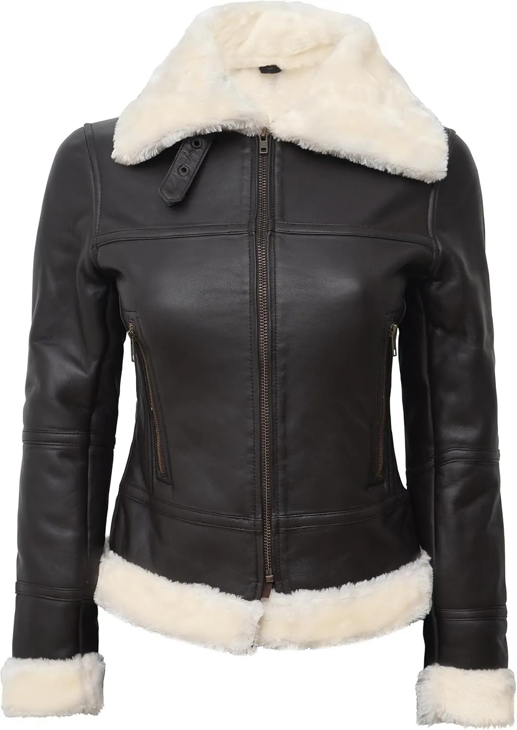 fjackets Leather Sherpa Jackets For Womens - Real Lambskin Shearling Jacket Womens