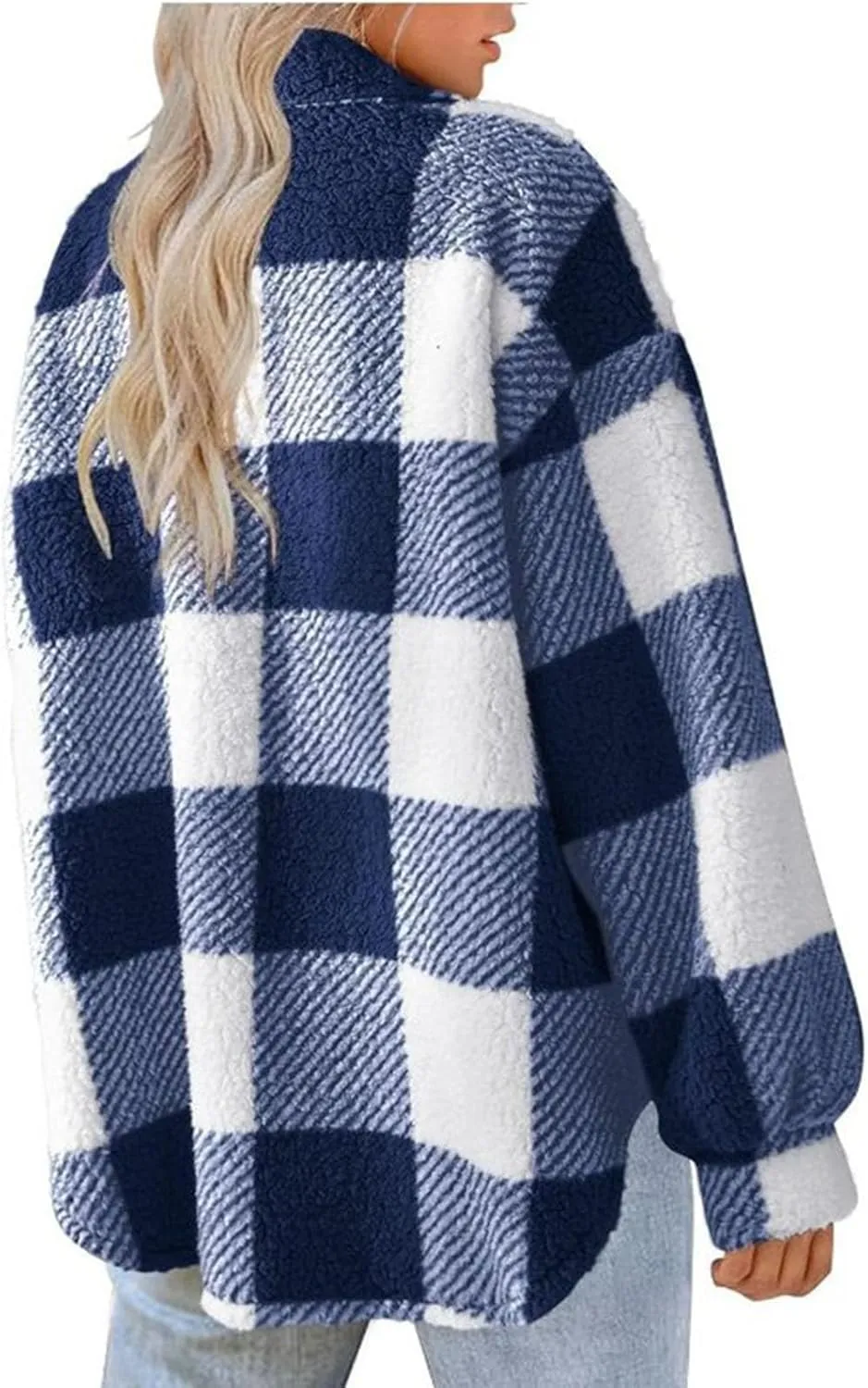 Fuzzy Fleece Shacket Jacket Sherpa Plaid Fleece Shearling Lined Coat