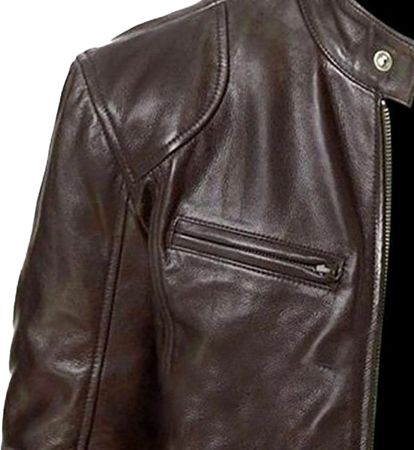 Men Slim Fit Motorcyle Leather Jacket Zip-Up Windbreaker Leather Jackets Lightweight PU Vintage Biker Coat