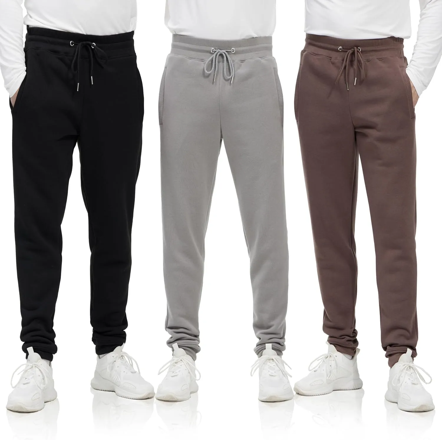Mens Sweatpants with Pockets, 3 Pack Fleece Casual Jogger for Men Athletic Pants with Drawstring