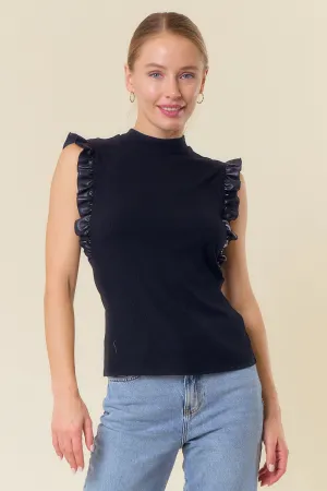Mock Neck Ruffle Tank Top