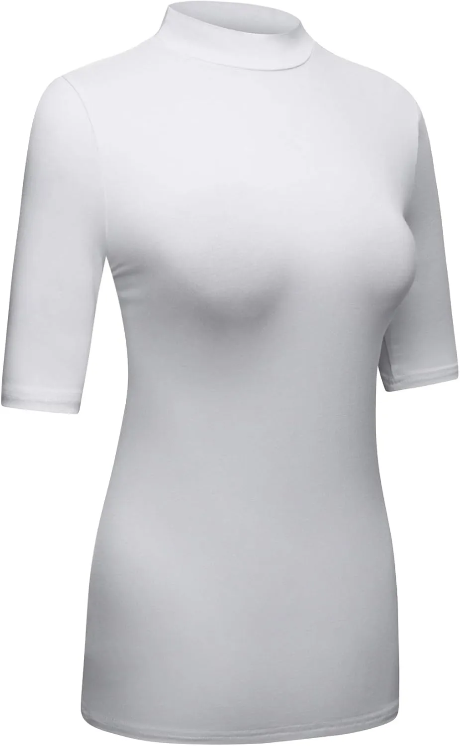 OThread & Co. Women's Half Sleeve Mock Neck T-Shirt Basic Stretch Layer Comfy Casual Top