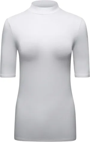 OThread & Co. Women's Half Sleeve Mock Neck T-Shirt Basic Stretch Layer Comfy Casual Top
