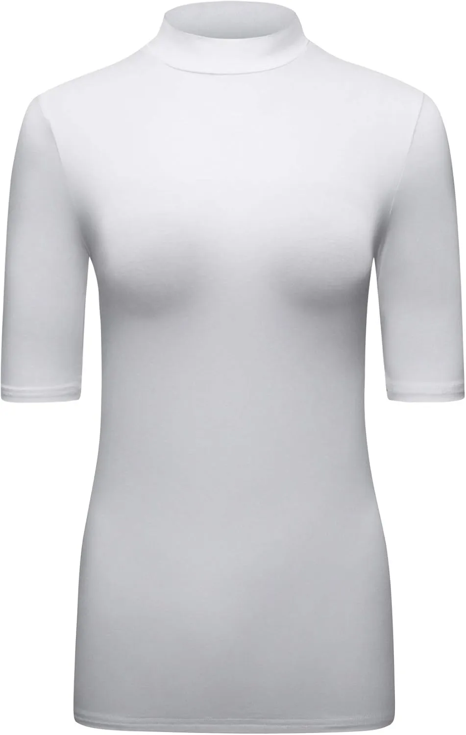 OThread & Co. Women's Half Sleeve Mock Neck T-Shirt Basic Stretch Layer Comfy Casual Top