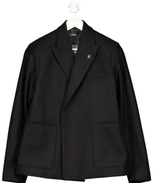 Represent Black Double Breasted Wool Blend Jacket UK XS