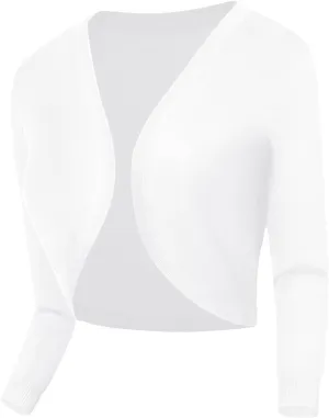 Urban CoCo Women's Cropped Cardigan V-Neck Button Down Knitted Sweater 3/4 Sleeve