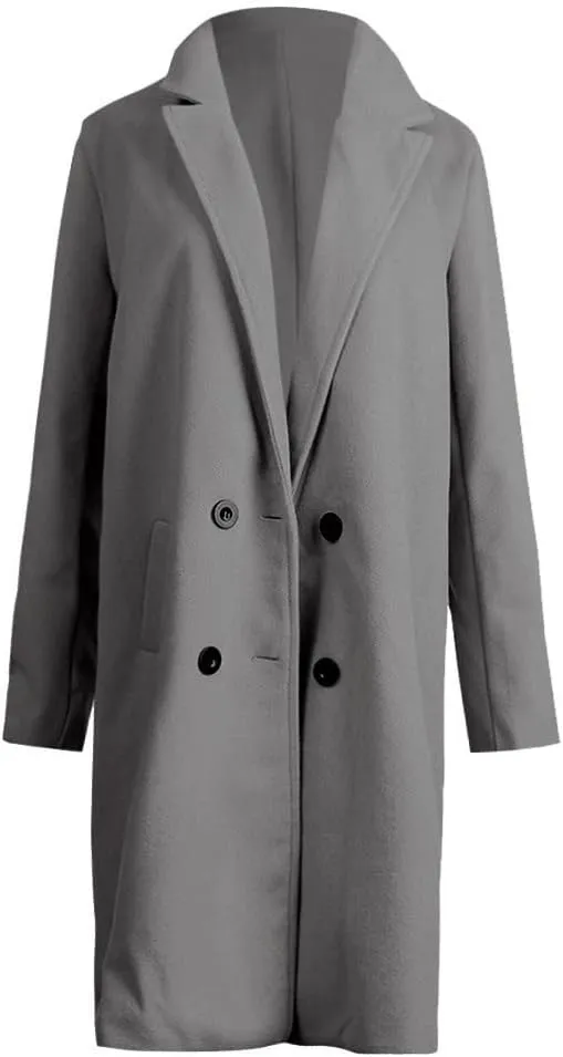 Winter Coats for Women Basic Essential Double Breasted Midi Wool Blend Pea Coats 2022 Blazer Jackets for Women Winter Coat