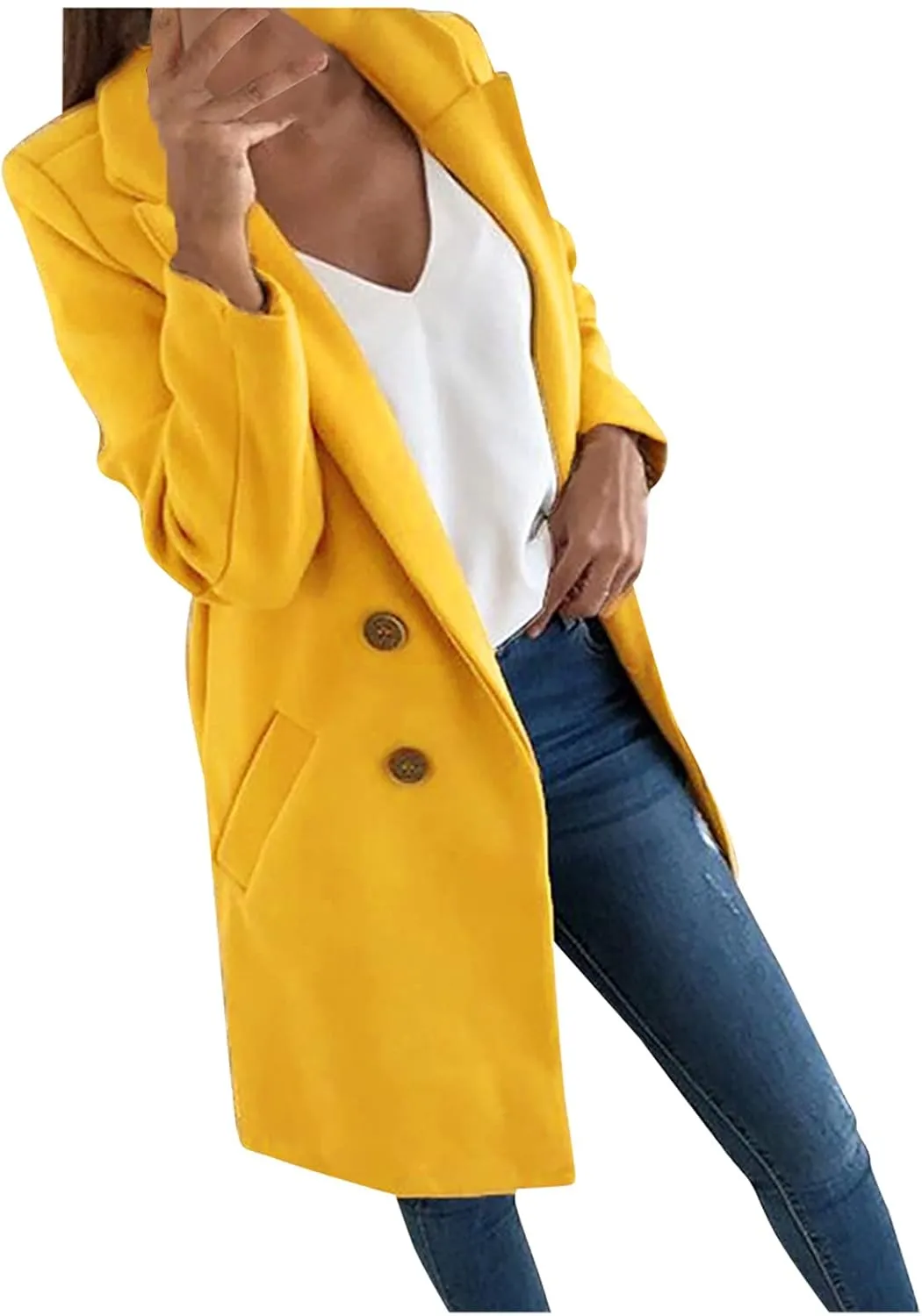 Winter Coats for Women Basic Essential Double Breasted Midi Wool Blend Pea Coats 2022 Blazer Jackets for Women Winter Coat