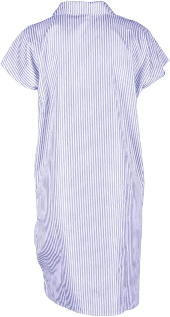 xxxiticat Women's Striped Shirt Dress Short Sleeve Turn Down Collar Button Down Knot Tied Twisted Front Beach Mini Dresses